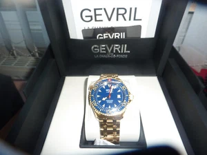 Gevril Hudson Yards 43mm Steel Gold Tone Blue Dial Automatic Men Watch 48805 - Picture 1 of 16