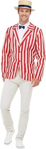 Smiffys 50725L 20s Barber Shop Costume, Men, Red White - Picture 1 of 3