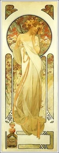 1898 coqueteo Alphonse Mucha art nouveau póster accesorios dormitorio - Imagen 1 de 1