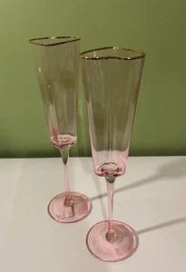 Juego de 2 flautas de champán iridiscentes en forma de corazón rosa David Tutera NUEVO - Imagen 1 de 7