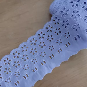 6 Yards 4" Wide Eyelet Cotton Lace Beige,Lilac,Azure Blue,Baby Yellow zhb101 - Picture 1 of 5