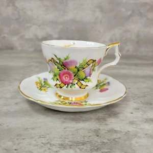Royal Grafton Fine Bone China Tea Cup & Saucer Scottish Thistle - Picture 1 of 10
