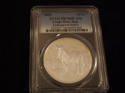 2009      10 Fr               Endangered  ZEBRA       Congo         PCGS PR 70 - Image 1 of 2