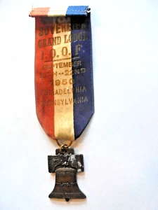 Vintage 1950 IOOF Odd Fellows Philadelphia PA Liberty Bell Medal & Ribbon - Picture 1 of 6
