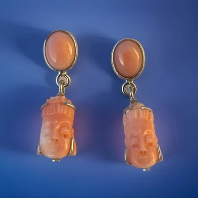 Orecchino Buddha Corallo Rosa In Argento - Immagine 1 di 4