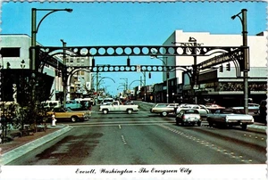 Everett, WA Washington COLBY AVENUE STRASSENSZENE Innenstadt Geschäfte 4 x 6 Postkarte - Bild 1 von 2
