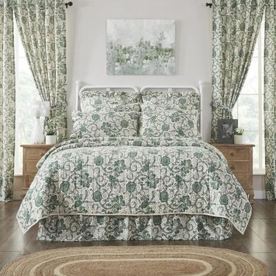 Edredón Dorset Verde Floral Queen Granja 90Wx90L Algodón Lino Ropa de Cama Marcas VHC Foto 1 de 4