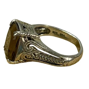 Rauchquarz verziert filigran Gr. 6 Ring Vintage Boho SILBER 925 Thailand SMA - Bild 1 von 4