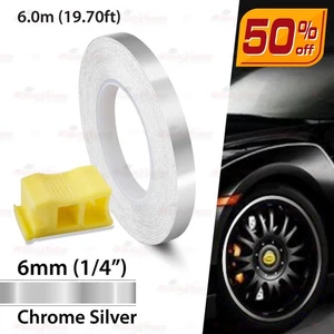 6mm Felgenrandaufkleber Band Auto Motorrad Dekorstreifen METALLISCH CHROM SILBER - Bild 1 von 7