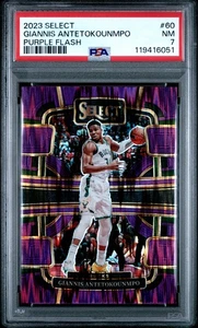 GIANNIS ANTETOKOUNMPO 2023 Panini Select PURPLE FLASH Prizm #60 PSA 7 NM - Picture 1 of 2