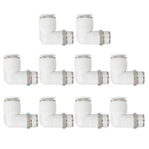 Push to Connect Fitting, 10 Pack Pneumatic Air Elbow Quick Connector 3/8"PT M... - Picture 1 of 7