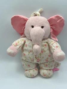 Prestige Musical Stuffed Plush Pink Flower Floral Elephant Crib Pull Toy Lullaby - Picture 1 of 13