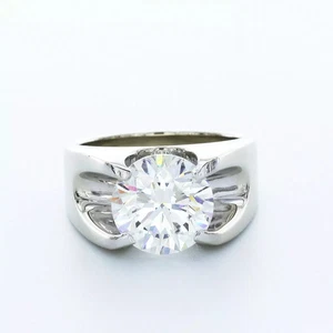 Massiver 14K Weißgold Solitär Herren Ring 5,01 ct runder Lab-gezüchteter Diamant F VS1 - Bild 1 von 5