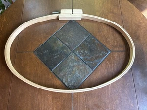 Vintage Large Oval Wooden Needlepoint Hoop Quilting Embroidery 18" x 27" - Picture 1 of 7