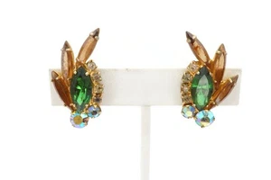 Vintage Ohrclips goldfarben Strass F4 - Bild 1 von 10