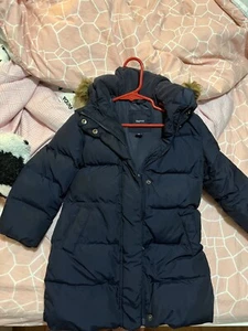 baby Gap kids heavy weight puffer Coat Parka Jacket Navy Blue XS (4-5) Wore - Picture 1 of 14