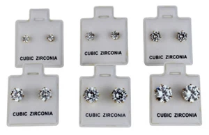 Set 6 Orecchini Cubic Zirconia Borchia Taglio Tondo Oro 3 - 8 mm - Foto 1 di 4