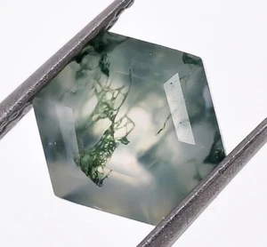 Piedra preciosa curativa con forma hexagonal de ágata musgo corte brillante 6X6 mm regalo único 1 quilate - Imagen 1 de 3
