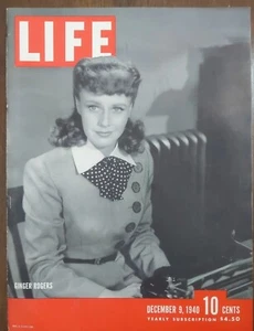 Ginger Rodgers December 9, 1940 Life Magazine *COVER SHEET ONLY*  - Afbeelding 1 van 1