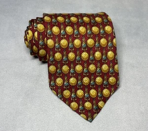 Corbata de seda Ermenegildo Zegna para hombre roja dorada geométrica hecha en Italia - Imagen 1 de 5