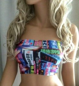 Boob Tube Top Chinese Street Food Signs Strapless China Town Bandeau Party TB2 - Picture 1 of 6