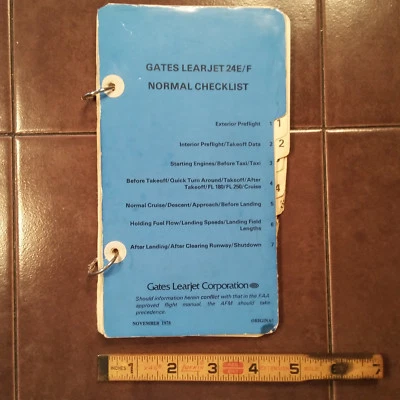 Gates LearJet 24E y 24F Normal, Lista de Verificación de Emergencia Foto 1 de 4