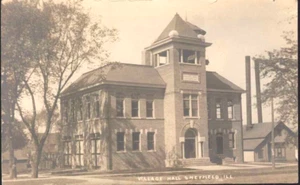 SHEFFIELD Illinois IL VILLAGE HALL AZO Real Photo postcard RPPC - Picture 1 of 2