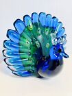 VTG Dynasty Gallery  5" Sculpture Infused Art Glass Peacock Paperweight EUC!