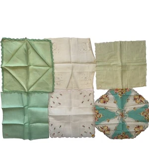 Vintage Ladies Embroidered Handkerchief Lot Pure Linen Cotton Floral Hankies - Picture 1 of 11