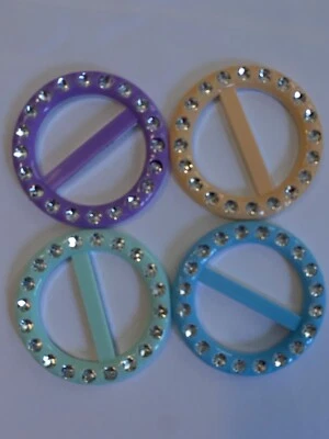 Lote de 4 camisetas o bufanda de plástico vintage clip/soporte años 80 cinturón hebilla lentejuelas Foto 1 de 4