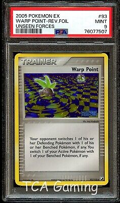 PSA 9 MINT Warp Point 93/115 EX Unseen Forces REVERSE HOLO Pokemon Card 507