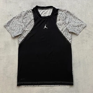 Air Jordan T Shirt Youth 12-13 Large BLACK CEMENT Dri-FIT Stretch Short Sleeve - Picture 1 of 10