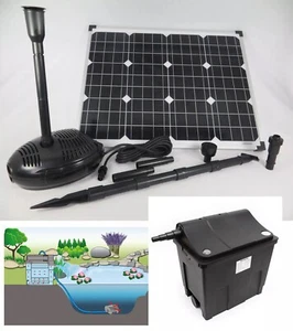 50 W Solar Pumpenset Bachlauf Tauch Pumpe Teich Garten Außenfilter Filter Modul - Bild 1 von 11