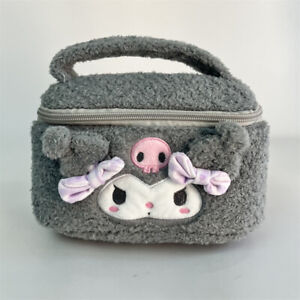 Kuromi Face Shape Pouch Plush Toy Cosmetic Bag gray Sanrio Secret Makeup Handbag