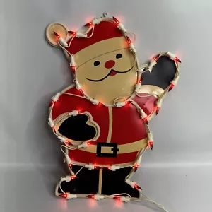 VTG Santa Claus Lighted Window Decor Tested Works Christmas Decor 15 Inches - Picture 1 of 3
