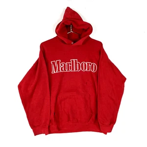 Felpa con cappuccio Marlboro vintage taglia XL rossa made in Usa Spell Out anni 80 - Foto 1 di 5