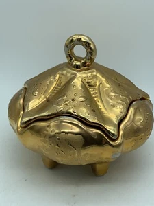 Dixon Art Studios 22K Weinnuss Bonboniere mit Deckel Goldglanz Mid Century - Bild 1 von 11