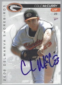 2008 MultiAd Sports Delmarva Shorebirds #19 Cole McCurry IP auto signed card