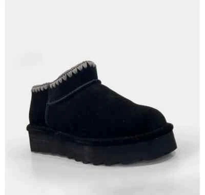 Bearpaw Negro Gamuza Zueco Botín Talla 9M Lana Regalo de Cumpleaños Escuela Comodidad Nuevo Foto 1 de 4