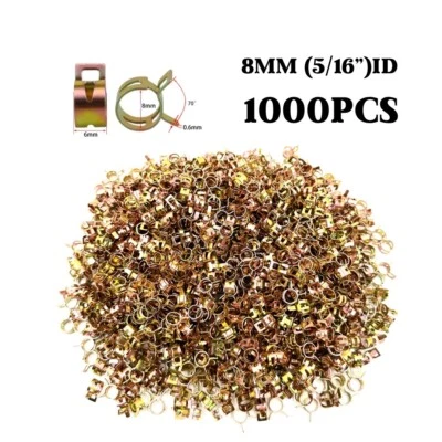 1000x Hose Spring Clamp Fastener Fuel Water Line Pipe Air Tube Clip Moto 8mm - Image 1 of 4