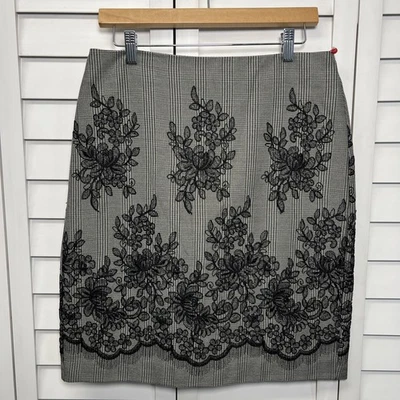 Falda lápiz de encaje pata de gallo floral Anne Klein para mujer talla 6 nueva con etiquetas Foto 1 de 4