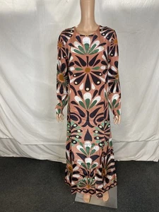 Farm Rio Womens Long Sleeve Ainika Flower Maxi Dress Size S Pink - Picture 1 of 11