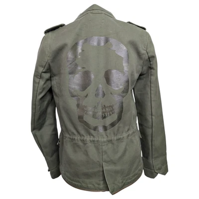 Zadig & Voltaire Vedam Kaki Green Skull Back Structured Cotton Utility Jacket XS - Image 1 of 4