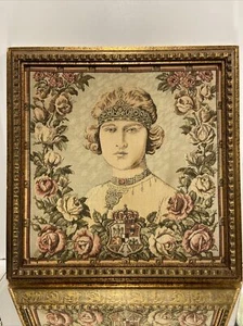 Vintage Officers Wife Needlepoint Framed Large - Picture 1 of 12