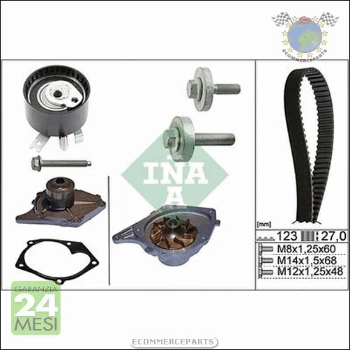 Kit cinghia Servizi + pompa acqua Ina per NISSAN MICRA III ALMERA II NV200 RENA - Immagine 1 di 3