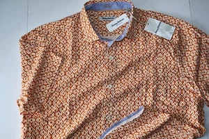 Tommy Bahama Camp Shirt Diamond Tides Orange 100% Silk SS New Extra Large XL - Picture 1 of 4