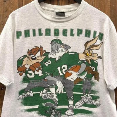 Reprint Philadelphia Eagles NFL Football Looney Tunes Ash Unisex T shirt KH14362