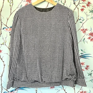 Vintage Top Black Silver Lurex Houndstooth Fully Lined Fit 12 14 - Picture 1 of 8