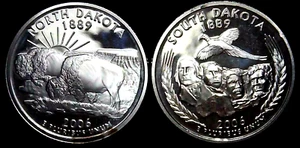 2006-S 25C State Quarter North & South Dakota GDC Prf Silver 2 coins 24att1022-2 - Picture 1 of 2