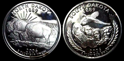 2006-S 25C State Quarter North & South Dakota GDC Prf Silver 2 coins 24att1022-2 - Image 1 of 2